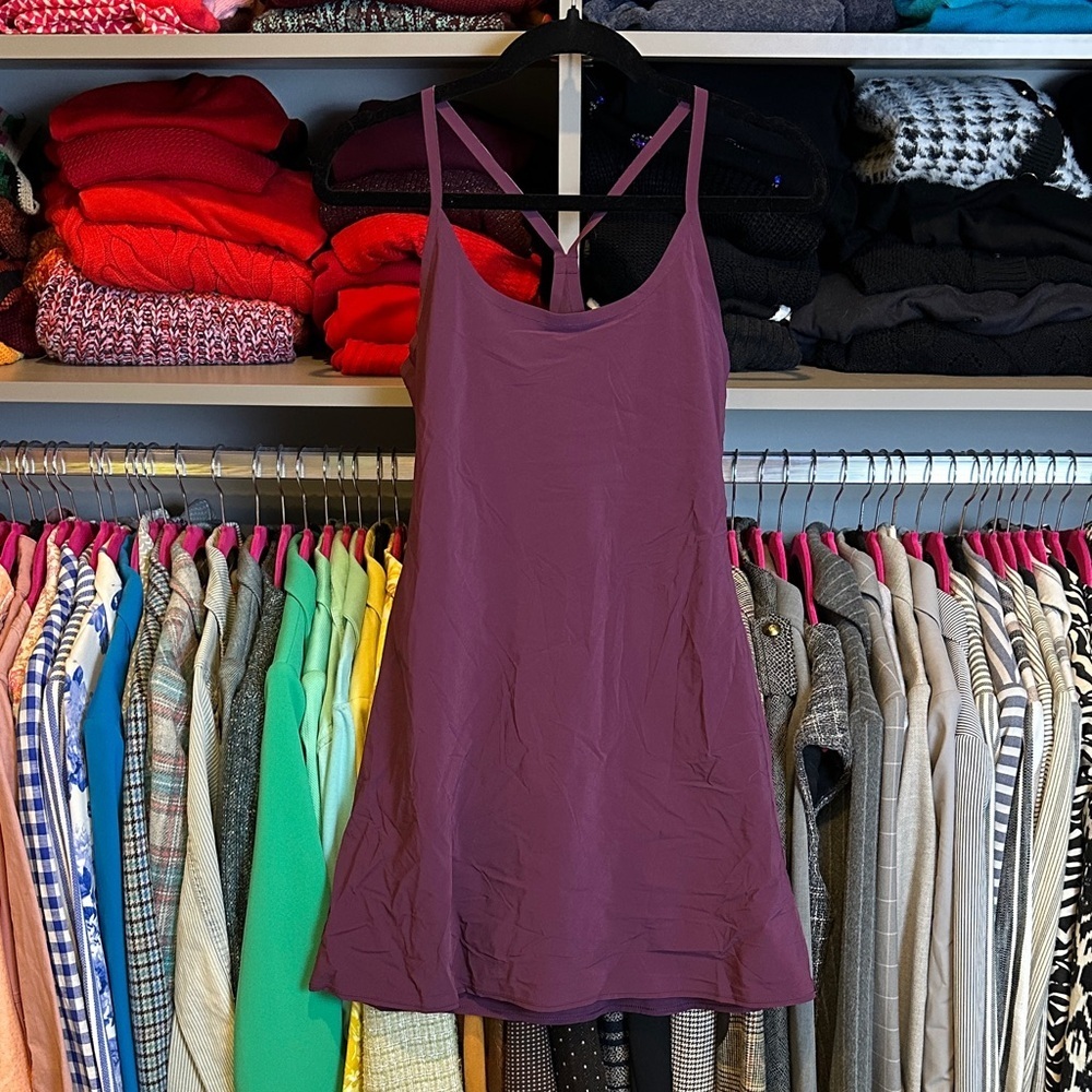 Outdoor Voices aubergine racer back athletic dress with shorts size S